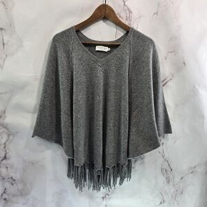 Velvet By Graham Spencer Sweater Women XS Gray Cashmere Poncho Cape Shrug Anthro